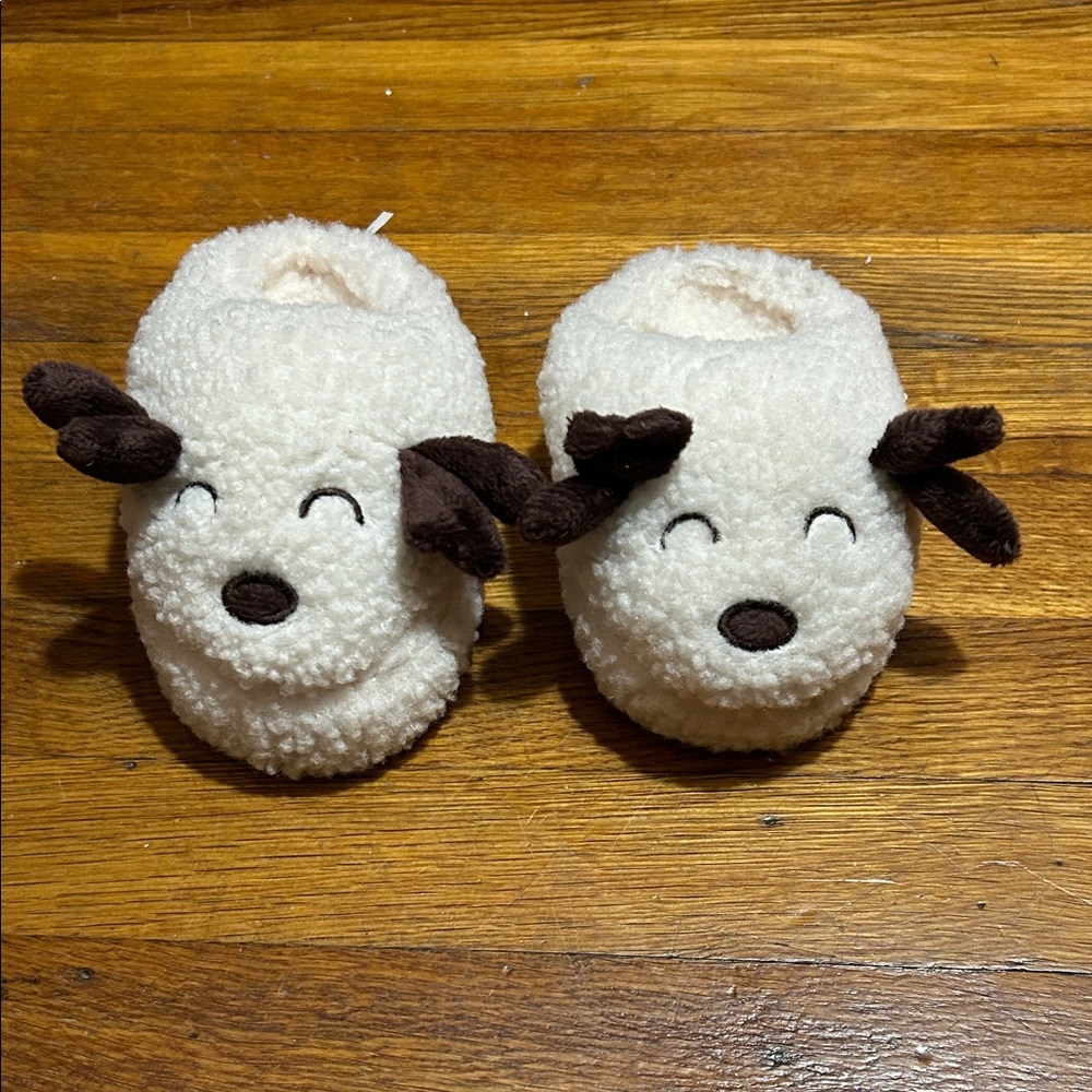 Cute Cream and Brown Dog Slippers